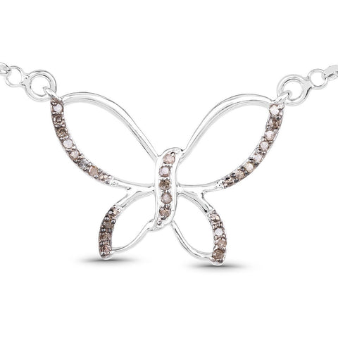 0.27 Carat Genuine Champagne Diamond .925 Sterling Silver Pendant - Fashion Apparel 