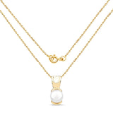 14K Yellow Gold Plated 1.50 Carat Genuine Pearl .925 Sterling Silver Pendant - Fashion Apparel 