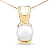 14K Yellow Gold Plated 1.50 Carat Genuine Pearl .925 Sterling Silver Pendant - Fashion Apparel 