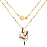 14K Yellow Gold Plated 0.68 Carat Genuine Blue Sapphire .925 Sterling Silver Pendant - Fashion Apparel 