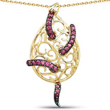 14K Yellow Gold Plated 0.79 Carat Genuine Ruby .925 Sterling Silver Pendant - Fashion Apparel 
