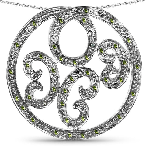 0.22 Carat Genuine Green Diamond .925 Sterling Silver Pendant - Fashion Apparel 