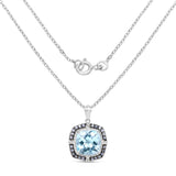13.51 Carat Genuine Blue Topaz and Tanzanite .925 Sterling Silver Pendant - Fashion Apparel 