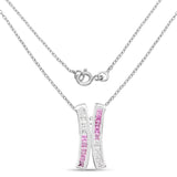 1.08 Carat Genuine Pink Sapphire and White Sapphire .925 Sterling Silver Pendant - Fashion Apparel 