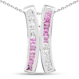 1.08 Carat Genuine Pink Sapphire and White Sapphire .925 Sterling Silver Pendant - Fashion Apparel 