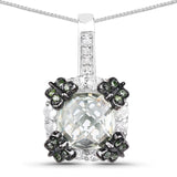 2.72 Carat Genuine Multi Stones .925 Sterling Silver Pendant - Fashion Apparel 