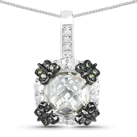 2.72 Carat Genuine Multi Stones .925 Sterling Silver Pendant - Fashion Apparel 