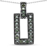 0.36 Carat Genuine Green Diamond .925 Sterling Silver Pendant - Fashion Apparel 