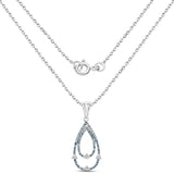 0.34 Carat Genuine Blue Diamond and White Diamond .925 Sterling Silver Pendant - Fashion Apparel 