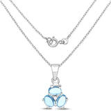 2.12 Carat Genuine Swiss Blue Topaz and White Diamond .925 Sterling Silver Pendant - Fashion Apparel 