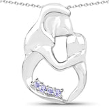 0.14 Carat Genuine Tanzanite .925 Sterling Silver Pendant - Fashion Apparel 