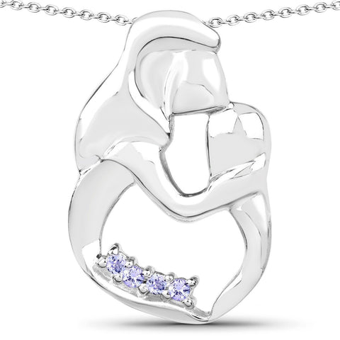0.14 Carat Genuine Tanzanite .925 Sterling Silver Pendant - Fashion Apparel 
