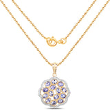 14K Yellow Gold Plated 2.38 Carat Genuine Tanzanite .925 Sterling Silver Pendant - Fashion Apparel 