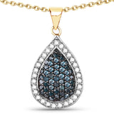 14K Yellow Gold Plated 0.81 Carat Genuine Blue Diamond and White Diamond .925 Sterling Silver Pendant - Fashion Apparel 