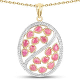 14K Yellow Gold Plated 3.20 Carat Genuine Ruby .925 Sterling Silver Pendant - Fashion Apparel 