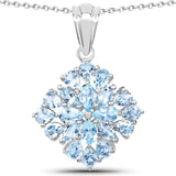 3.80 Carat Genuine Blue Topaz .925 Sterling Silver Pendant - Fashion Apparel 