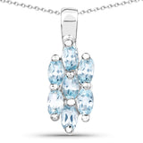 1.75 Carat Genuine Blue Topaz .925 Sterling Silver Pendant - Fashion Apparel 