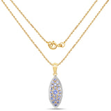 14K Yellow Gold Plated 1.56 Carat Genuine Tanzanite .925 Sterling Silver Pendant - Fashion Apparel 