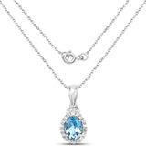 2.42 Carat Genuine London Blue Topaz and White Topaz .925 Sterling Silver Pendant - Fashion Apparel 