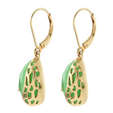 Sterling Silver Dyed Jade Earrings Plated With Yellow Gold Rhodium. - Fashion Apparel 