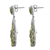 Sterling Silver Peridot Earrings Finishing With Rhodium - Fashion Apparel 
