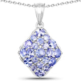 2.69 Carat Genuine Tanzanite .925 Sterling Silver Pendant - Fashion Apparel 
