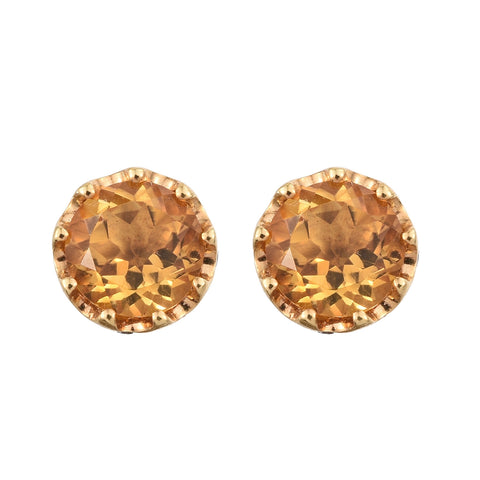 Yellow Gold Rhodium Plated Sterling Silver Earrings With Polished Citrine, Natural White Zircon - Fashion Apparel 