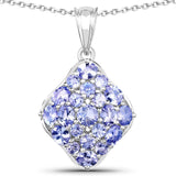 2.69 Carat Genuine Tanzanite .925 Sterling Silver Pendant - Fashion Apparel 