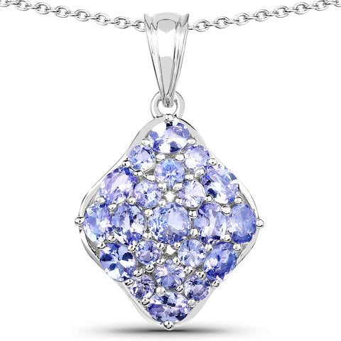 2.69 Carat Genuine Tanzanite .925 Sterling Silver Pendant - Fashion Apparel 