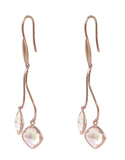 Chandelier Rose Quartz Drop Earrings Set In Rose Gold - Fashion Apparel 