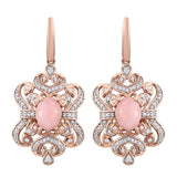 Peruvian Pink Opal Sterling Silver Earrings Plated With Rose Gold Rhodium. - Fashion Apparel 
