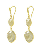 Yellow Corundum Drop Earrings Set In Yellow Gold - Fashion Apparel 