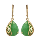 Sterling Silver Dyed Jade Earrings Plated With Yellow Gold Rhodium. - Fashion Apparel 