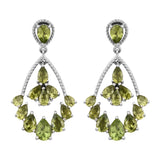 Sterling Silver Peridot Earrings Finishing With Rhodium - Fashion Apparel 