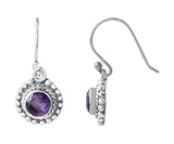 Amethyst Drop Earrings Set In Rhodium - Fashion Apparel 