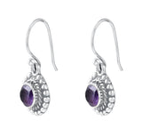 Amethyst Drop Earrings Set In Rhodium - Fashion Apparel 
