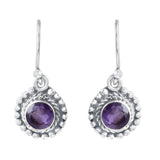 Amethyst Drop Earrings Set In Rhodium - Fashion Apparel 