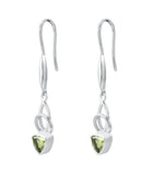 Peridot Drop Earrings Set In Rhodium - Fashion Apparel 