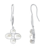 Four Stoned Pink Opal Drop Earrings Set In Rhodium - Fashion Apparel 