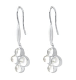 Four Stoned Pink Opal Drop Earrings Set In Rhodium - Fashion Apparel 