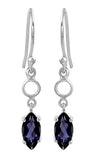 Iolite Drop Earrings Set In Rhodium - Fashion Apparel 