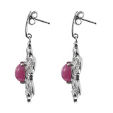 Well-Crafted Sterling Silver Earring With Star Ruby And Natural White Zircon Gemstones - Fashion Apparel 