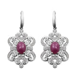 Well-Crafted Sterling Silver Earring With Star Ruby And Natural White Zircon Gemstones - Fashion Apparel 