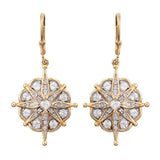 Yellow Gold Overlay Plated Sterling Silver Earring With Polished Natural White Zircon - Fashion Apparel 
