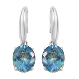 Oval Casopia Topaz Earrings Set In Rhodium - Fashion Apparel 