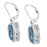 Studded Swiss Blue Topaz And Natural White Zircon Rhodium Plated Sterling Silver Drop Earring - Fashion Apparel 