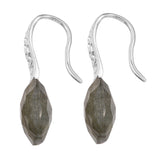 Rhodium Plated Sterling Silver Earrings Featuring Polished Labradorite - Fashion Apparel 
