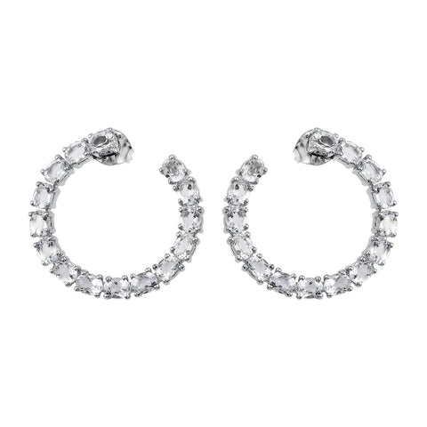 Petalite Earrings Plated With Rhodium In Sterling Silver - Fashion Apparel 