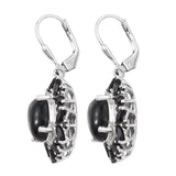 Drop Style Sterling Silver Rhodium Plated Earring Adorned With Black Star Diopside And, Black Spinel - Fashion Apparel 
