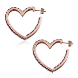 Rose Gold Rhodium Plated Sterling Silver Earring With Polished Rhodolite Garnet Gemstones. - Fashion Apparel 